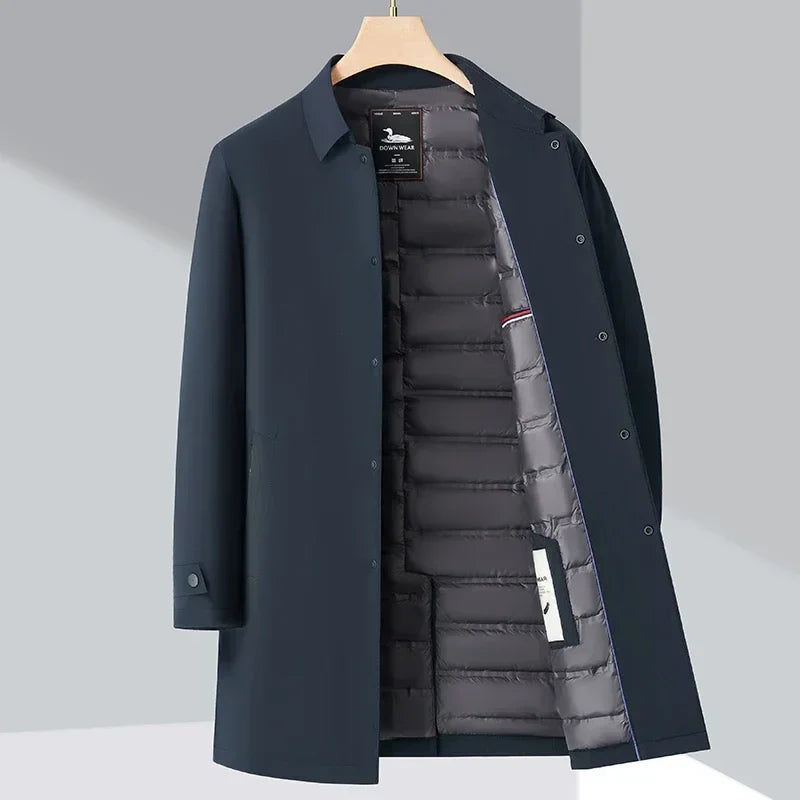 Herren Trenchcoat Mit Daunenfüllung Und Klassischem Design