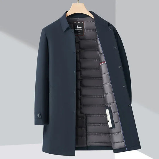 Herren Trenchcoat Mit Daunenfüllung Und Klassischem Design