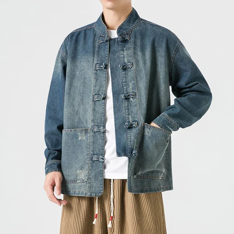 Herren Denim Shirt Im Washed Look Mit Modernem Schnitt