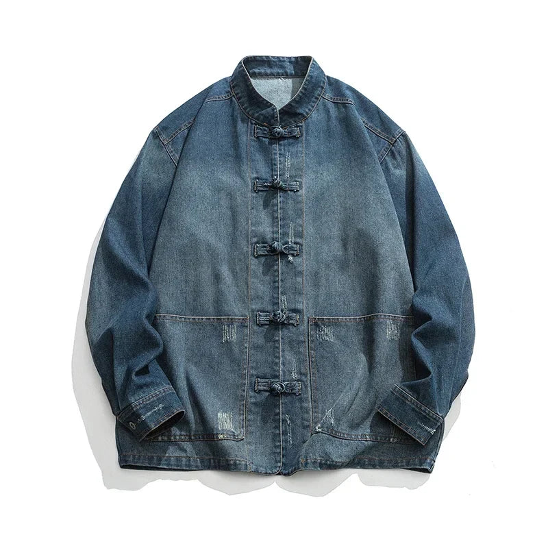 Herren Denim Shirt Im Washed Look Mit Modernem Schnitt
