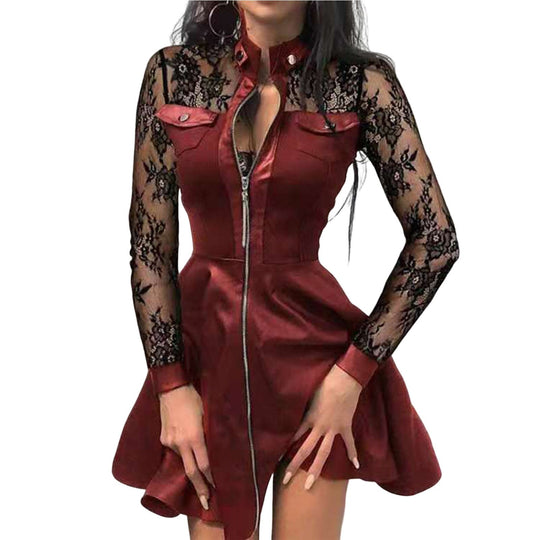 Damen Gothic Kleid Mit Reißverschluss