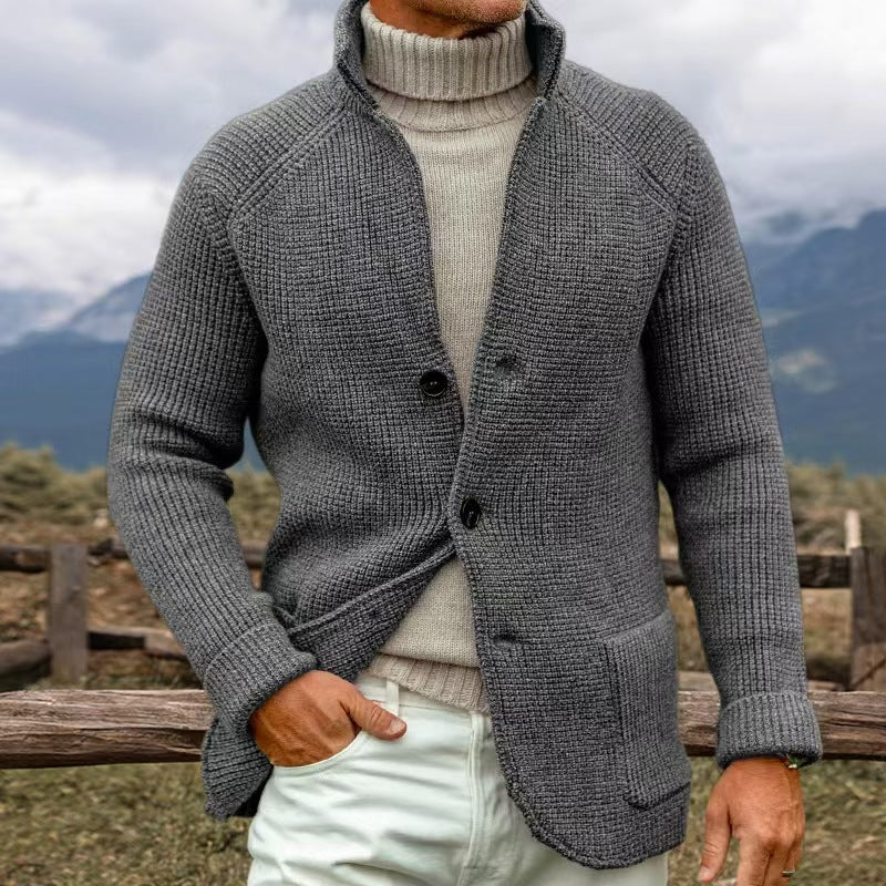 Herren Strickjacke Mit Grober Strickoptik