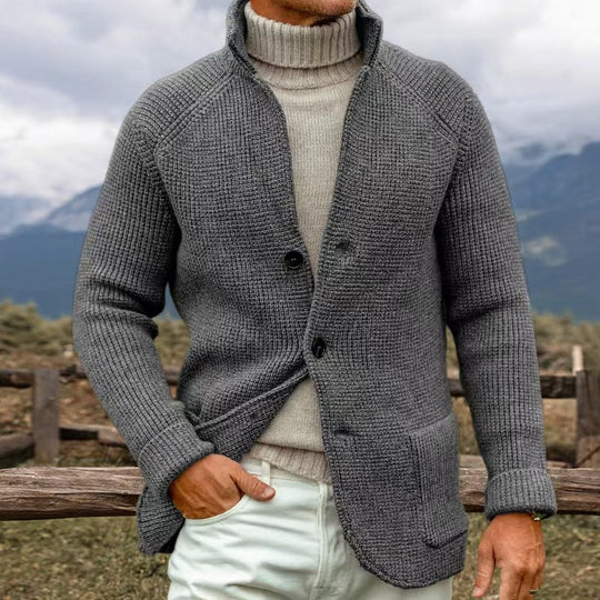 Herren Strickjacke Mit Grober Strickoptik