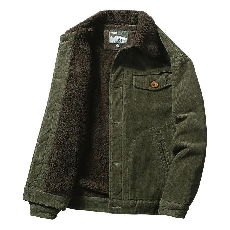 Herren Cordjacke Mit Warmem Fleecefutter