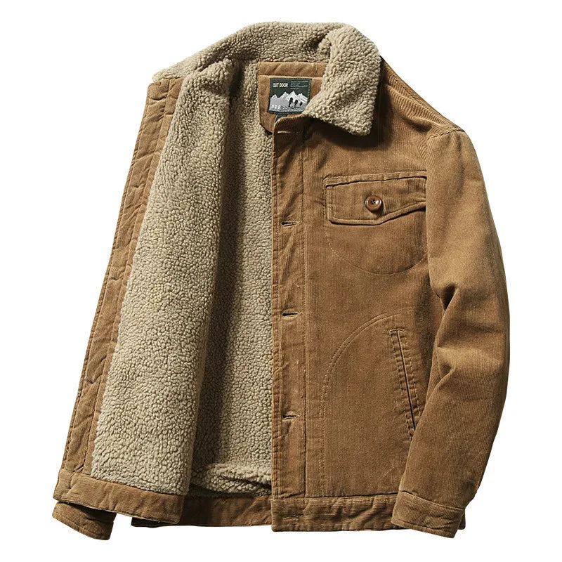 Herren Cordjacke Mit Warmem Fleecefutter