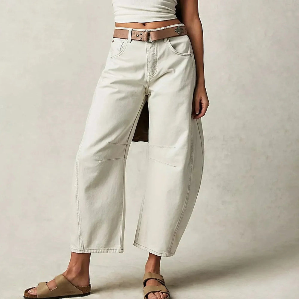 Damen Weite Jeans Im Lässigen Stil