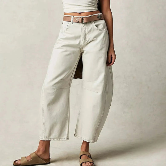 Damen Weite Jeans Im Lässigen Stil