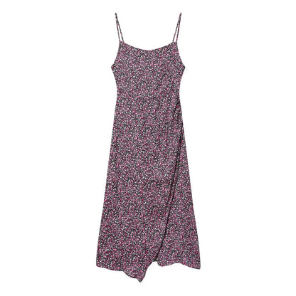 Damen V-Ausschnitt Floral Chiffon Trägerkleid Bohemian Sommer Strandbekleidung