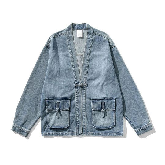 Herren Denim Kimono Mit Vintage-Waschung