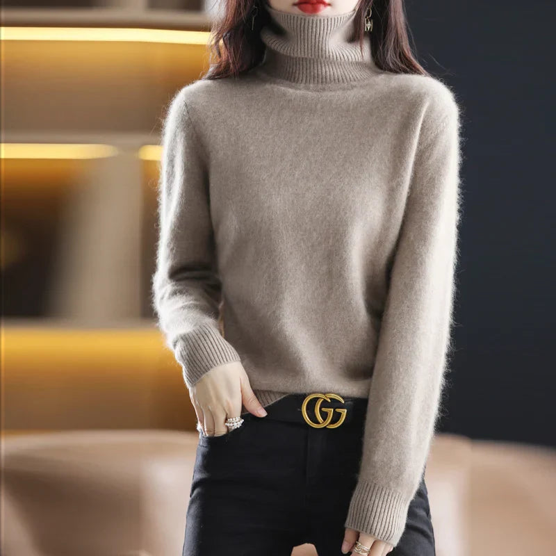 Damen Kaschmir Rollkragenpullover Mit Elegantem Design