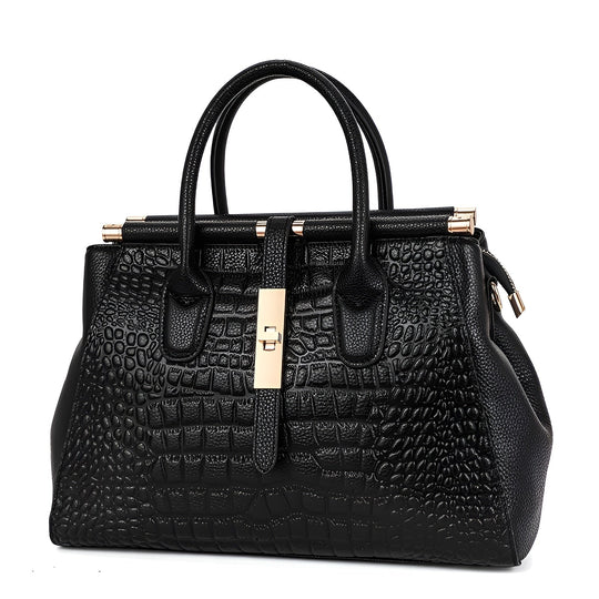 Strukturierte Handtasche mit Krokoprägung für Damen