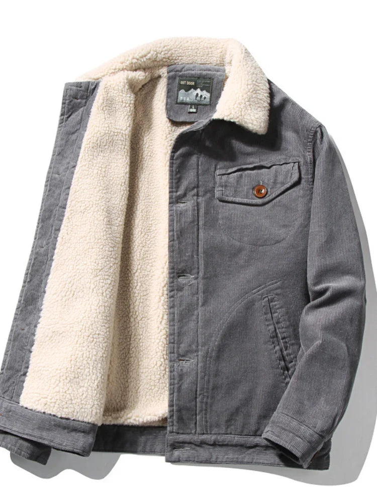 Herren Cordjacke Mit Warmem Fleecefutter