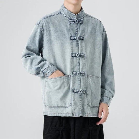 Herren Denim Shirt Im Washed Look Mit Modernem Schnitt