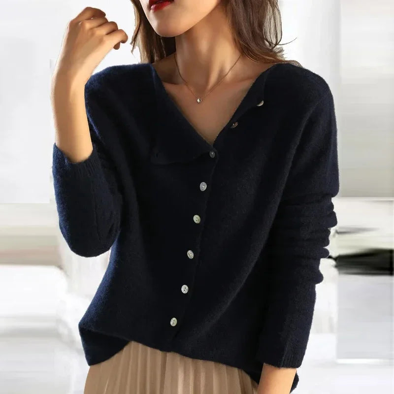 Damen Pullover Mit Knopfleiste Im Eleganten Design
