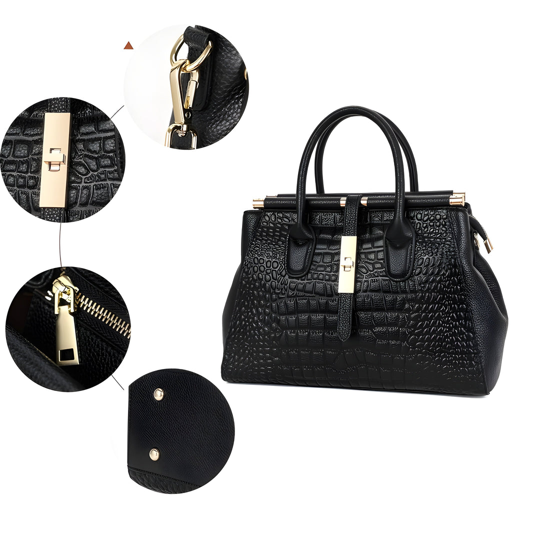 Strukturierte Handtasche mit Krokoprägung für Damen