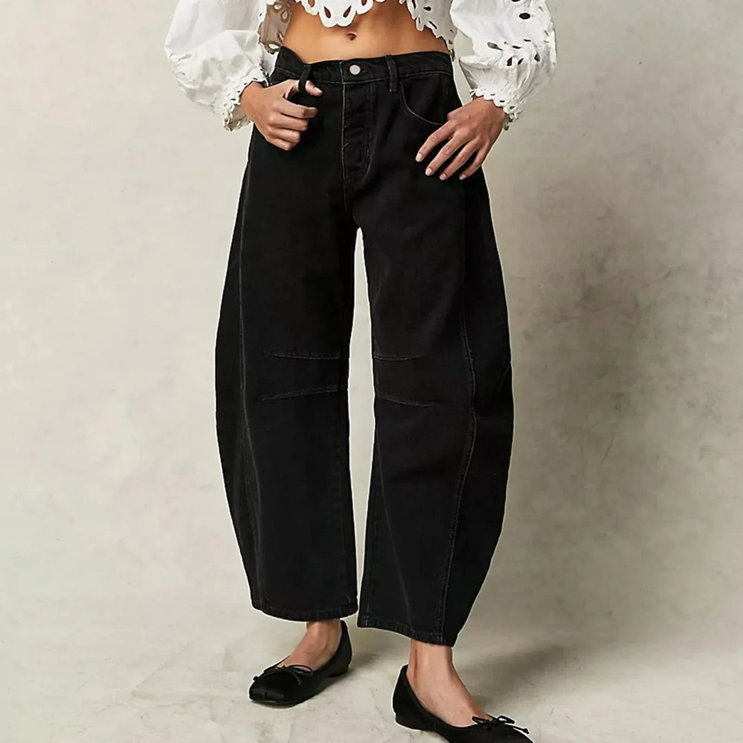 Damen Weite Jeans Im Lässigen Stil