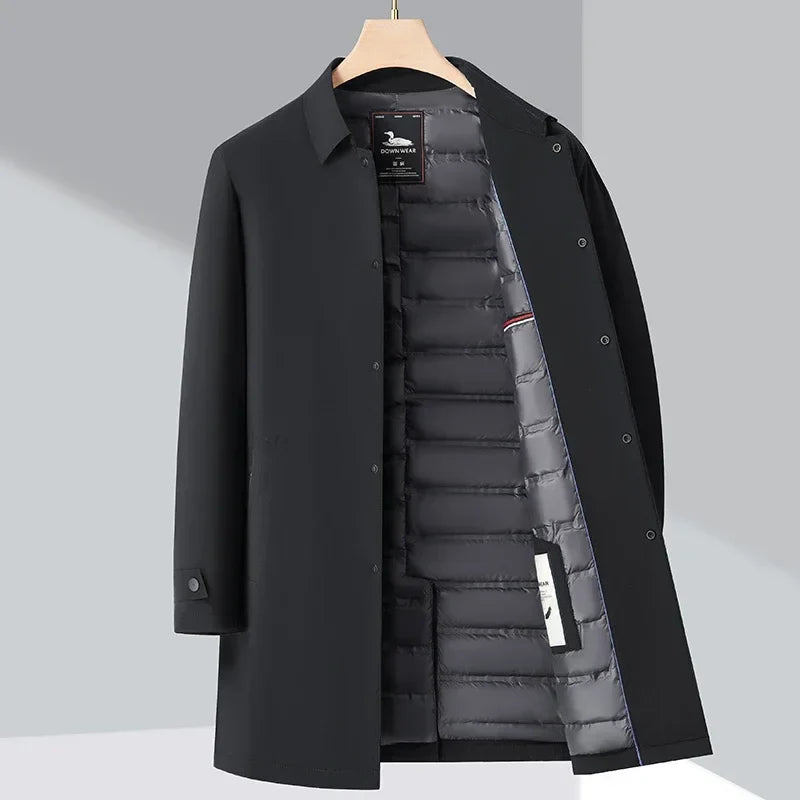 Herren Trenchcoat Mit Daunenfüllung Und Klassischem Design
