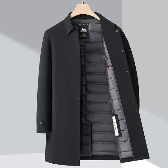 Herren Trenchcoat Mit Daunenfüllung Und Klassischem Design