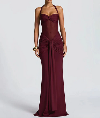 Halter gerafftes Bodycon Maxikleid formendes Abendkleid