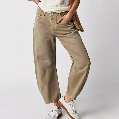 Damen Weite Jeans Im Lässigen Stil