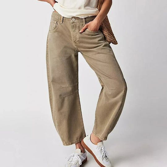 Damen Weite Jeans Im Lässigen Stil