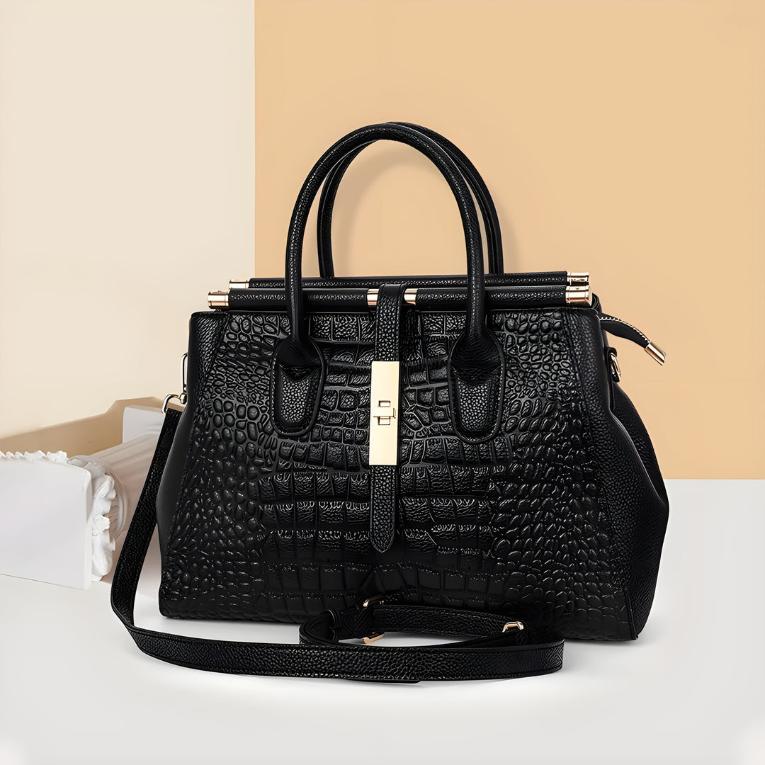 Strukturierte Handtasche mit Krokoprägung für Damen