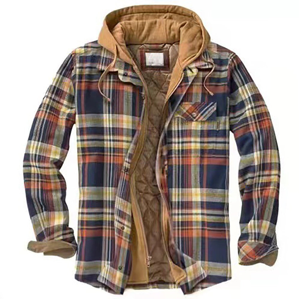 Herren Ruit Hemdjacke Mit Kapuze Und Gefüttertem Design