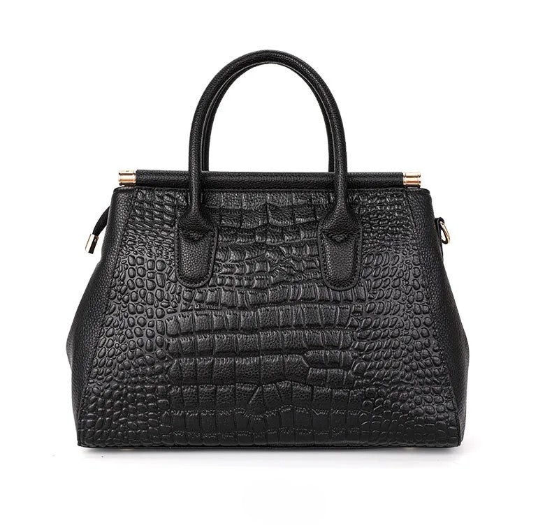 Strukturierte Handtasche mit Krokoprägung für Damen