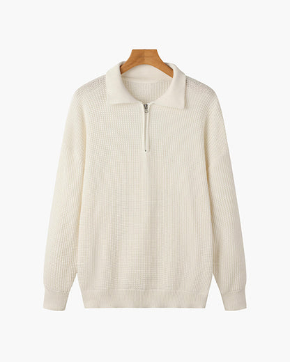 Herren Strickpullover mit Halbzip aus Baumwolle in Rückansicht