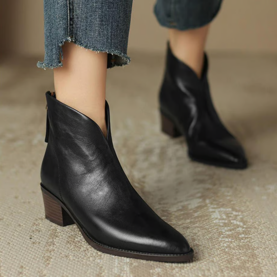 Damen Stiefeletten Mit Blockabsatz Und Klassischem Design