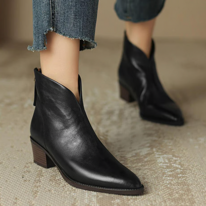 Damen Stiefeletten Mit Blockabsatz Und Klassischem Design