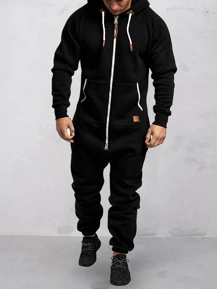 Herren Jumpsuit Mit Kapuze Und Lockerem Schnitt
