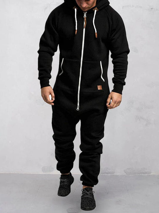 Herren Jumpsuit Mit Kapuze Und Lockerem Schnitt