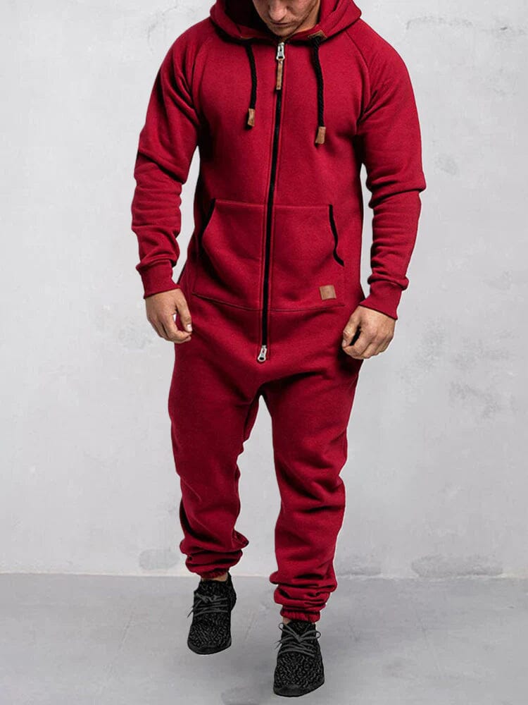 Herren Jumpsuit Mit Kapuze Und Lockerem Schnitt