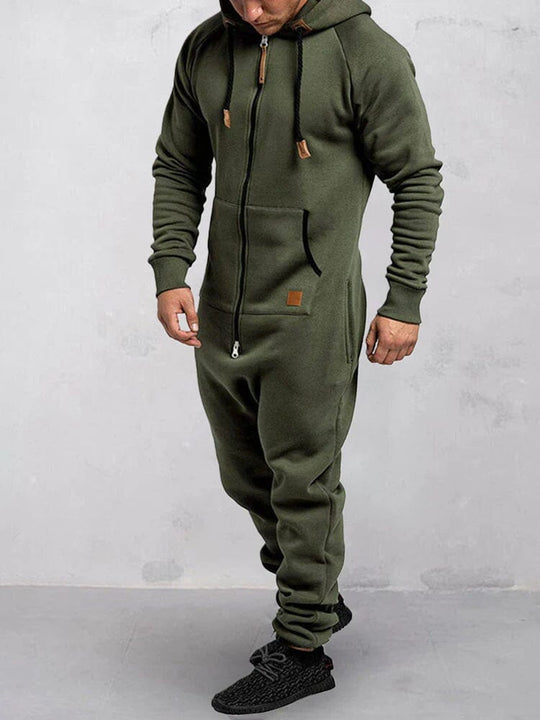 Herren Jumpsuit Mit Kapuze Und Lockerem Schnitt
