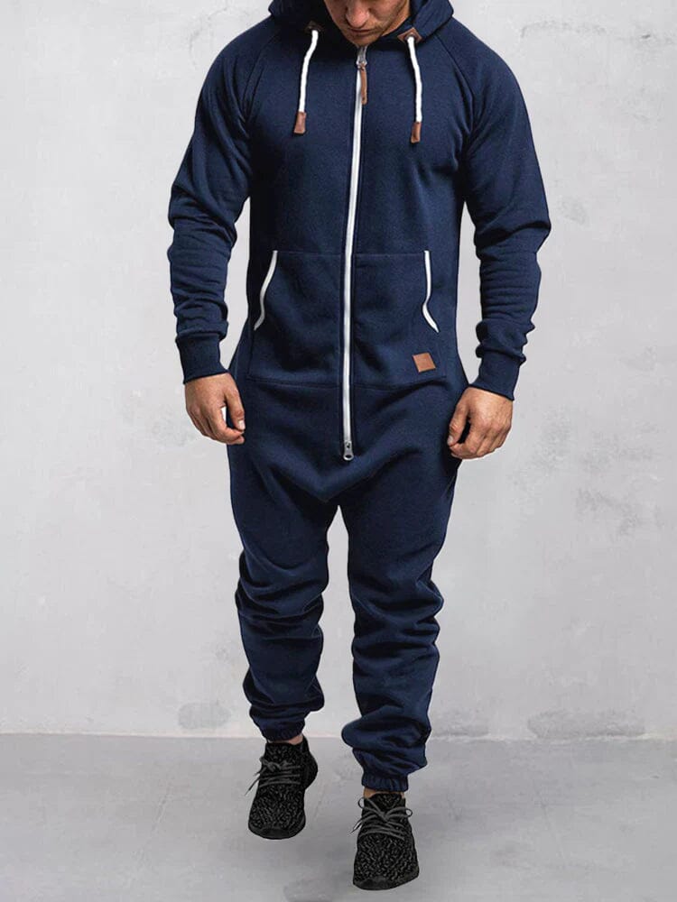 Herren Jumpsuit Mit Kapuze Und Lockerem Schnitt