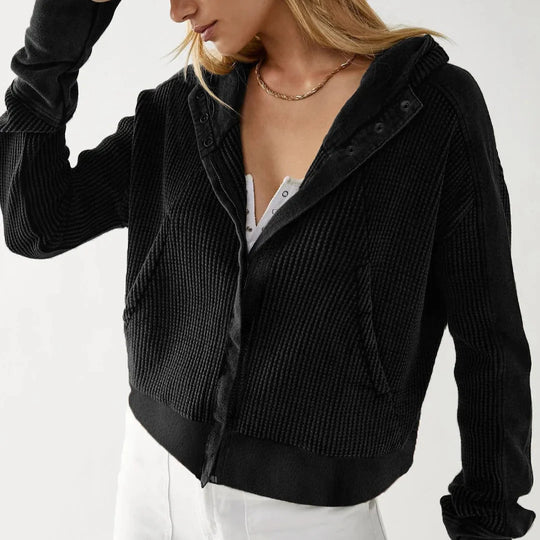 Damen Kapuzenjacke Mit Strukturmuster