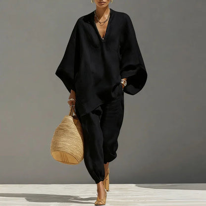 Damen Outfit aus zwei Teilen im luftigen Boho-Stil mit entspannter Passform
