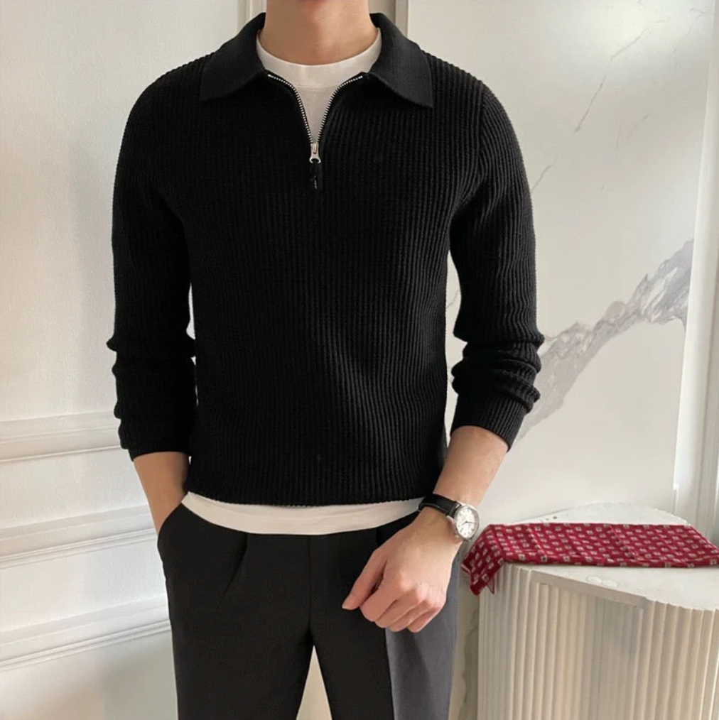 Herren Quarter Zip Pullover Mit Klassischem Design