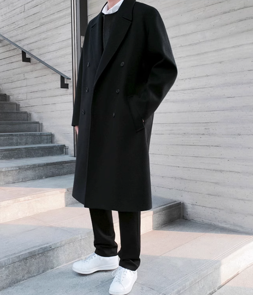 Herren Oversize Mantel Mit Doppelreihiger Knopfleiste