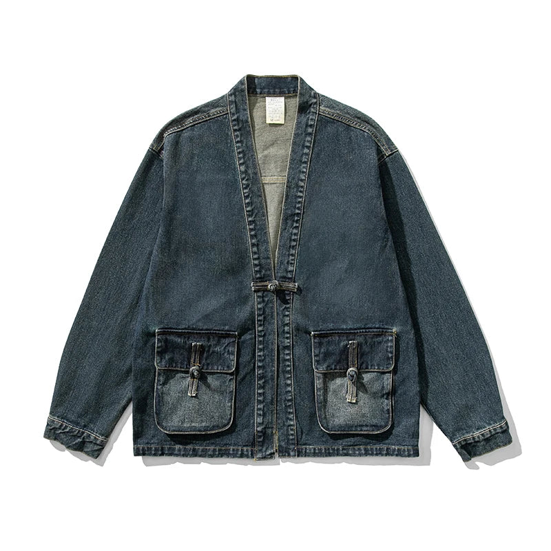 Herren Denim Kimono Mit Vintage-Waschung