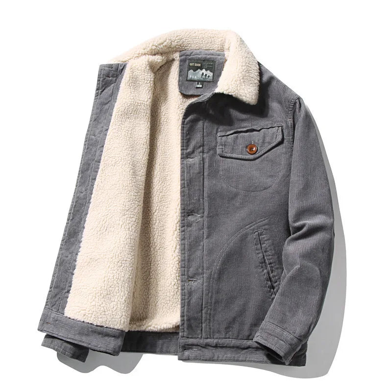 Herren Cordjacke Mit Warmem Fleecefutter