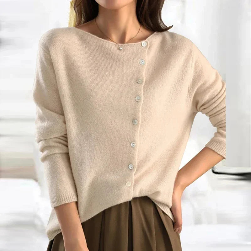 Damen Pullover Mit Knopfleiste Im Eleganten Design