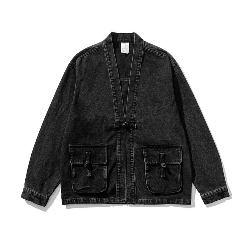 Herren Denim Kimono Mit Vintage-Waschung