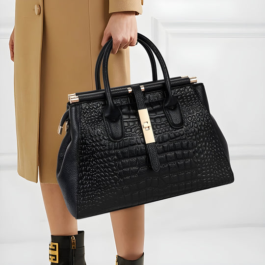 Strukturierte Handtasche mit Krokoprägung für Damen