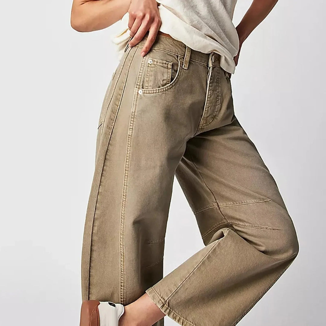 Damen Weite Jeans Im Lässigen Stil