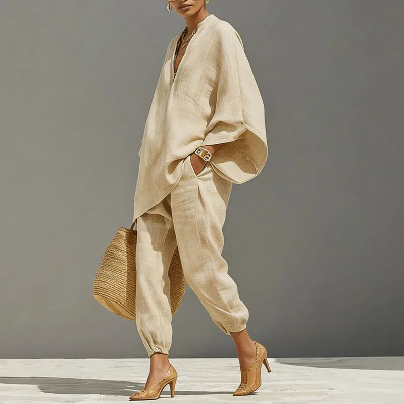 Boho Damen-Zweiteiler als bequemes Sommer-Set mit fließender Silhouette