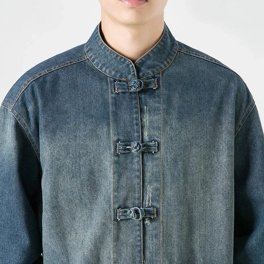 Herren Denim Shirt Im Washed Look Mit Modernem Schnitt