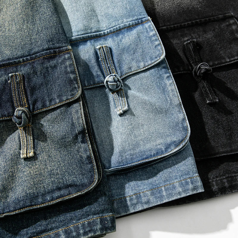 Herren Denim Kimono Mit Vintage-Waschung