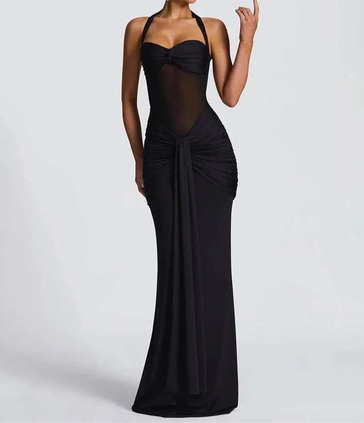 Halter gerafftes Bodycon Maxikleid formendes Abendkleid